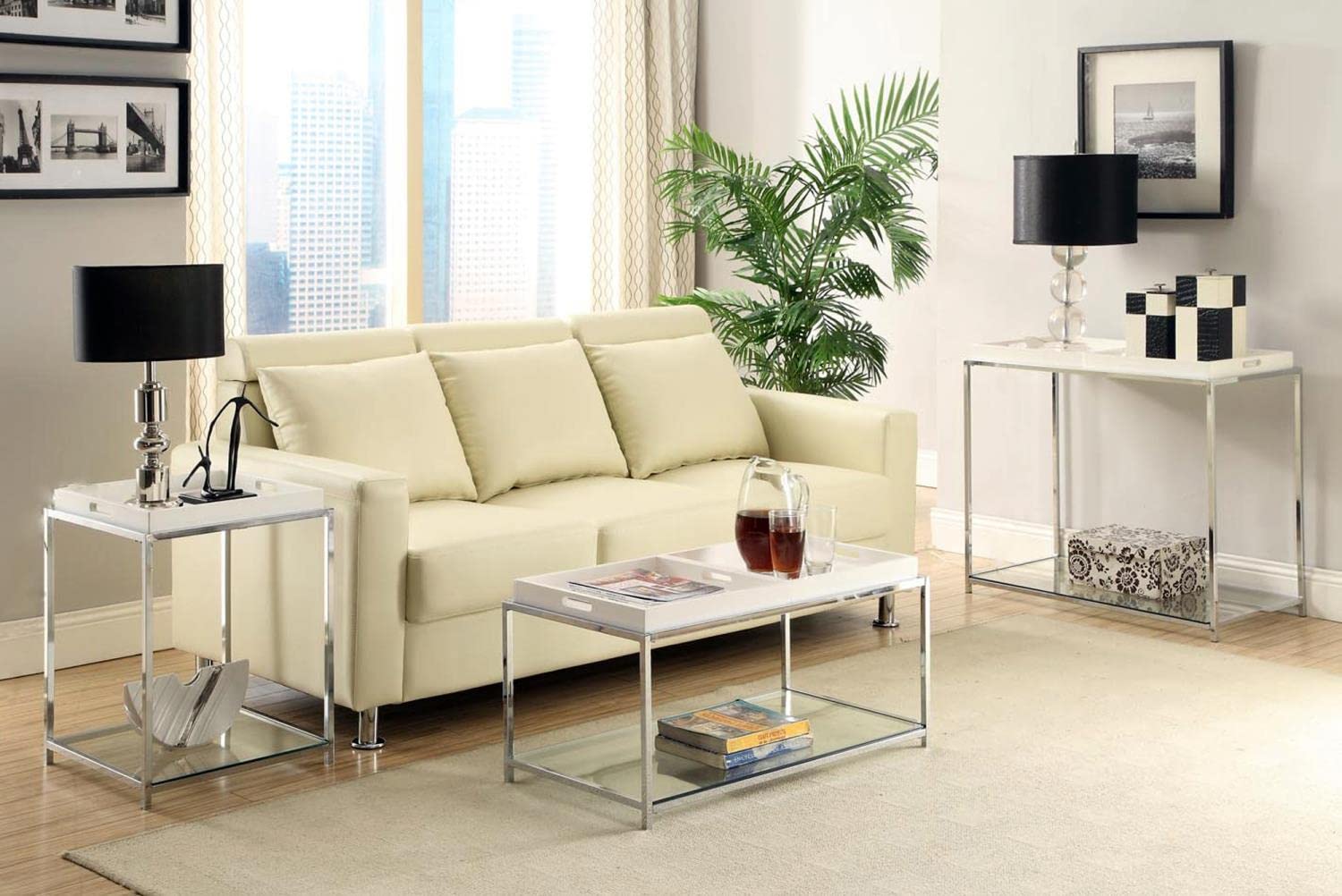 TABLE | Ergode Palm Beach Console Table | Urban Aesthetics | Versatile Functionality | Removable Trays | Clear Glass Top | casafoyer.myshopify.com