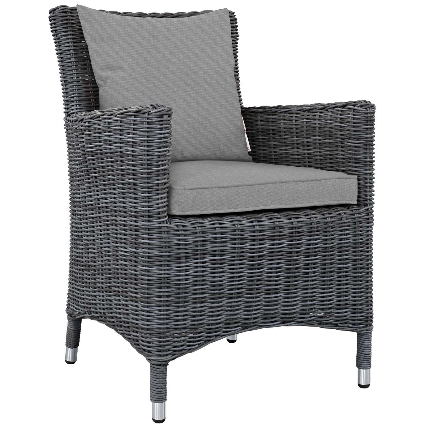 Patio Furniture Sets | Summon Outdoor Patio Dining Arm Chair | Two-Tone Rattan | Sunbrella Cushions | Aluminum Frame | Ultimate Outdoor Comfort | Perfect for Patio, Backyard, Poolside | casafoyer.myshopify.com