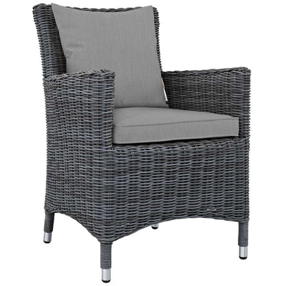 Patio Furniture Sets | Summon Outdoor Patio Dining Arm Chair | Two-Tone Rattan | Sunbrella Cushions | Aluminum Frame | Ultimate Outdoor Comfort | Perfect for Patio, Backyard, Poolside | casafoyer.myshopify.com