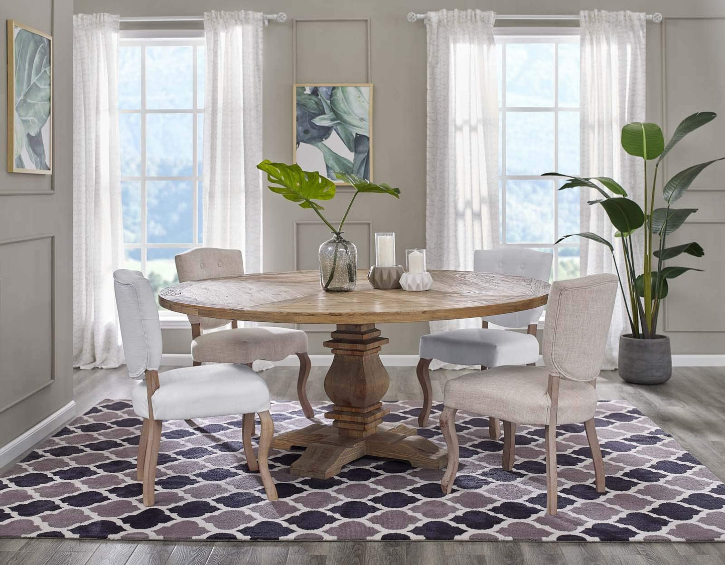 patio dining tables | CasaFoyer Column Dining Table | Exquisite Design | Solid Pine Wood | 71 Round Table Top | Seats up to Ten | Perfect for Modern Farmhouse, Rustic, Industrial, or Ranch Style Homes | casafoyer.myshopify.com
