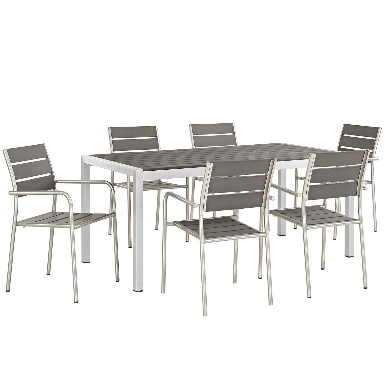 kitchen and dining room sets | CasaFoyer Shore Outdoor Patio Dining Furniture Set | Sturdy Aluminum Frame | Minimalist Design | 7 Piece Set | casafoyer.myshopify.com