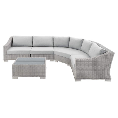 sofas | CasaFoyer Conway Outdoor Patio Sunbrella Wicker Rattan 5-Piece Sectional Sofa Furniture Set | Light Gray | UV-Resistant | Modular Design | Aluminum Frame | Water-Resistant Cushions | casafoyer.myshopify.com