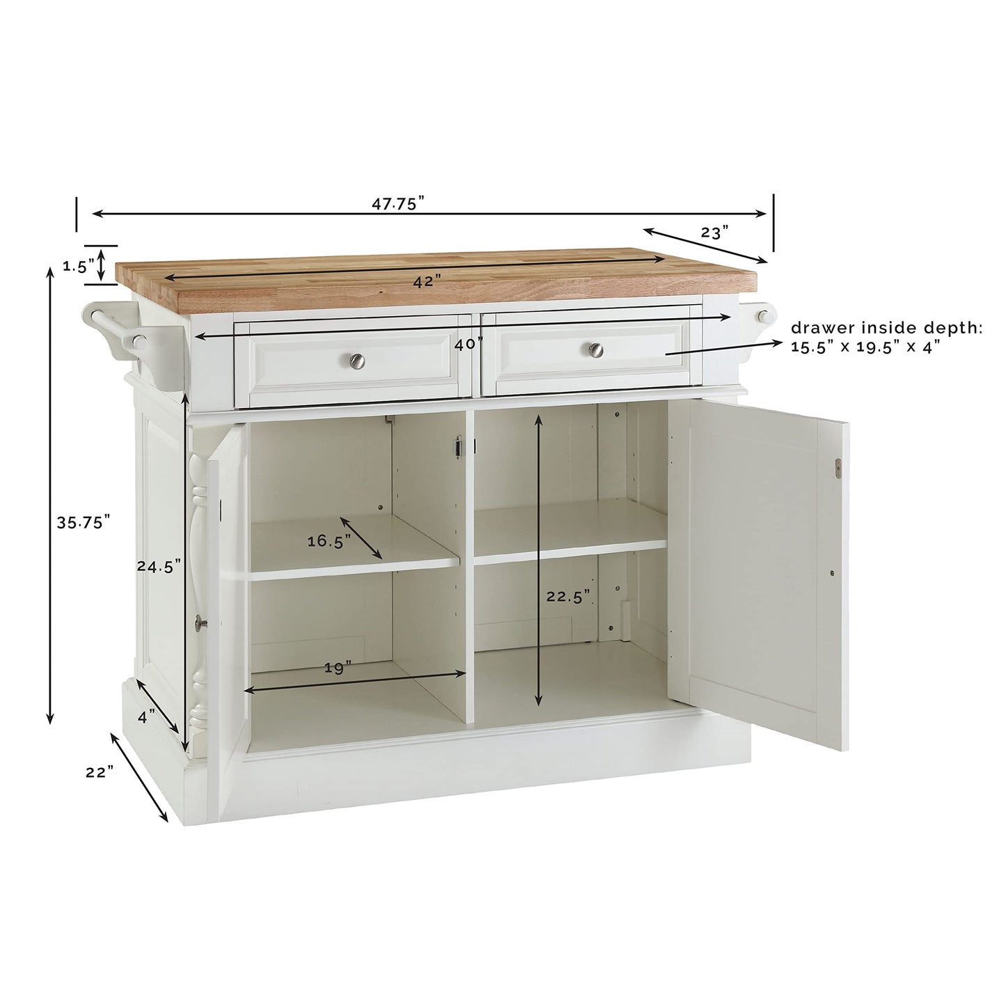 Kitchen Storage | Solid Hardwood Kitchen Island | Butcher Block Top | Ample Storage Space | Elegant & Functional | Durable & Long-lasting | Adjustable Shelves | Raised Panel Doors | Drawer Fronts | Convenient | Superior Quality | casafoyer.myshopify.com