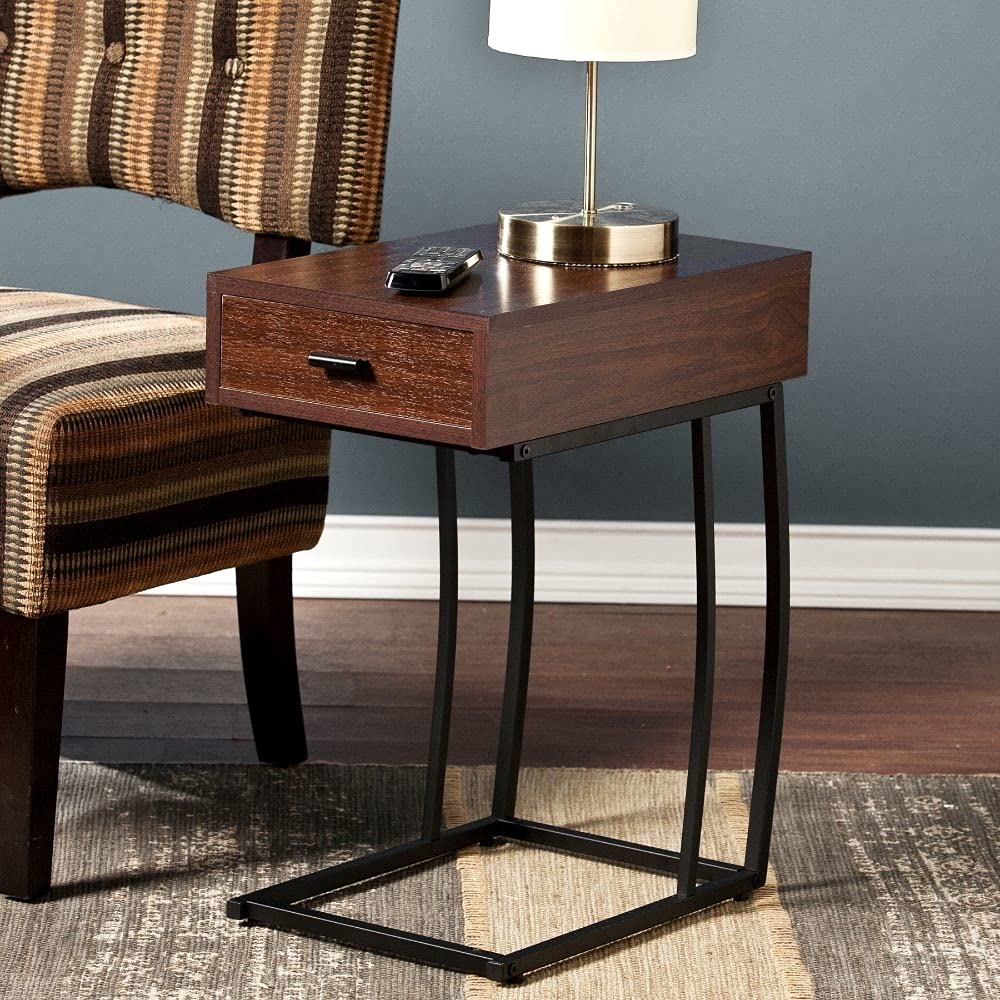 TABLE | Stylish Walnut Side Table | USB Charger & Ample Storage | Contemporary Design | Perfect for Electronics & Essentials | casafoyer.myshopify.com