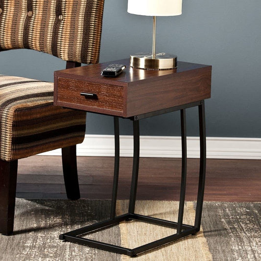 TABLE | Stylish Walnut Side Table | USB Charger & Ample Storage | Contemporary Design | Perfect for Electronics & Essentials | casafoyer.myshopify.com