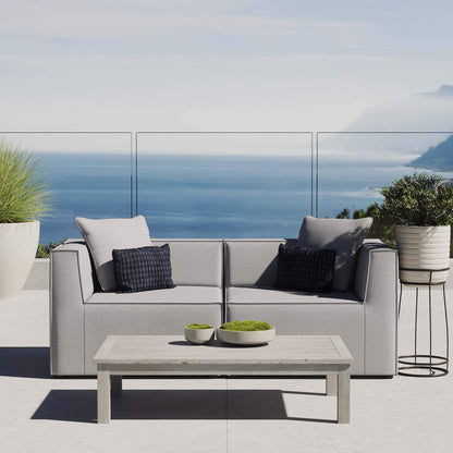 kitchen and dining room sets | CasaFoyer Outdoor Patio Saybrook Upholstered Loveseat | Comfortable & Contemporary | Water & UV Resistant | Durable Construction | French Piping | Gray | casafoyer.myshopify.com