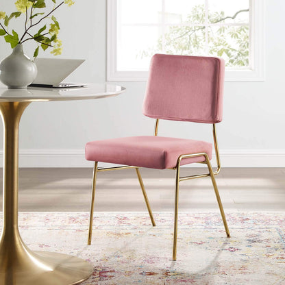 home office desk chairs | CasaFoyer Craft Performance Velvet Upholstered Dining Side Chair | Vintage Glamour | Gold Stainless Steel Frame | Stain-Resistant Velvet Upholstery | Luxurious Seating | Fully Assembled | casafoyer.myshopify.com