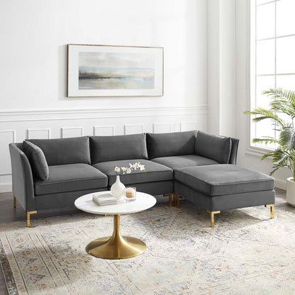 kitchen and dining room sets | CasaFoyer Ardent Performance Velvet 4-Piece Sectional Sofa | Vintage Modern Glam Deco Style | Versatile Configurations | Stain-Resistant Upholstery | Premium Seating | Gold Metal Legs | 440 lbs Capacity | casafoyer.myshopify.com