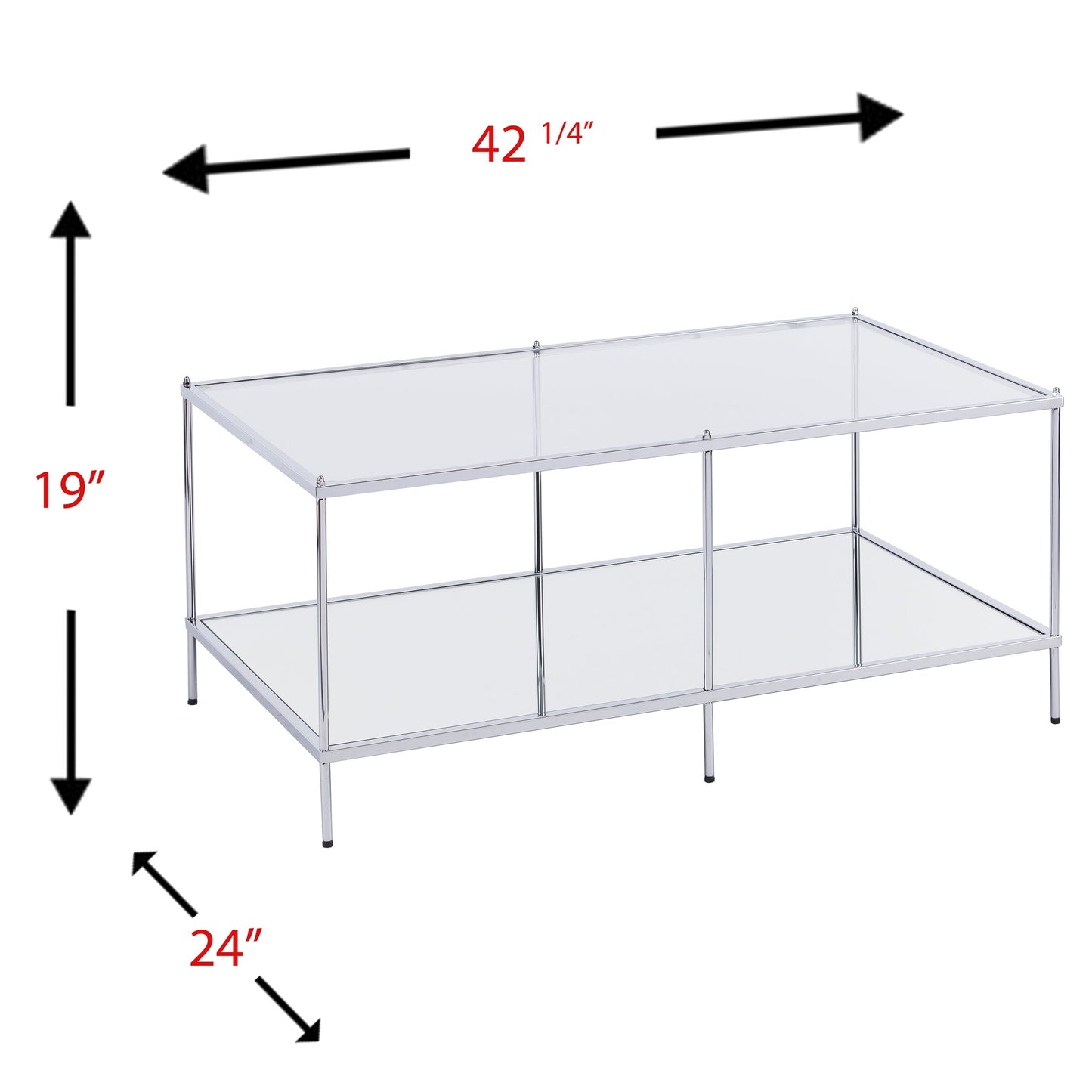 TABLE | Luxurious Sanctuary | Chic Cocktail Table with Chrome, Mirrored Surfaces & Glass Top - Grandeur Manifested. Hollywood Glamour for Living Room, Den, or Open Concept Space. | casafoyer.myshopify.com