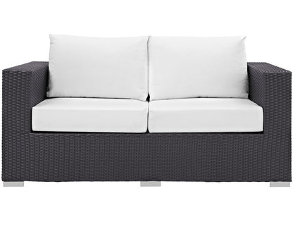 Patio Furniture Sets | Convene Outdoor Sectional Loveseat | Durable Rattan & Aluminum Frame | Weather-Resistant Cushions | Ideal for Patio, Backyard, Poolside | casafoyer.myshopify.com