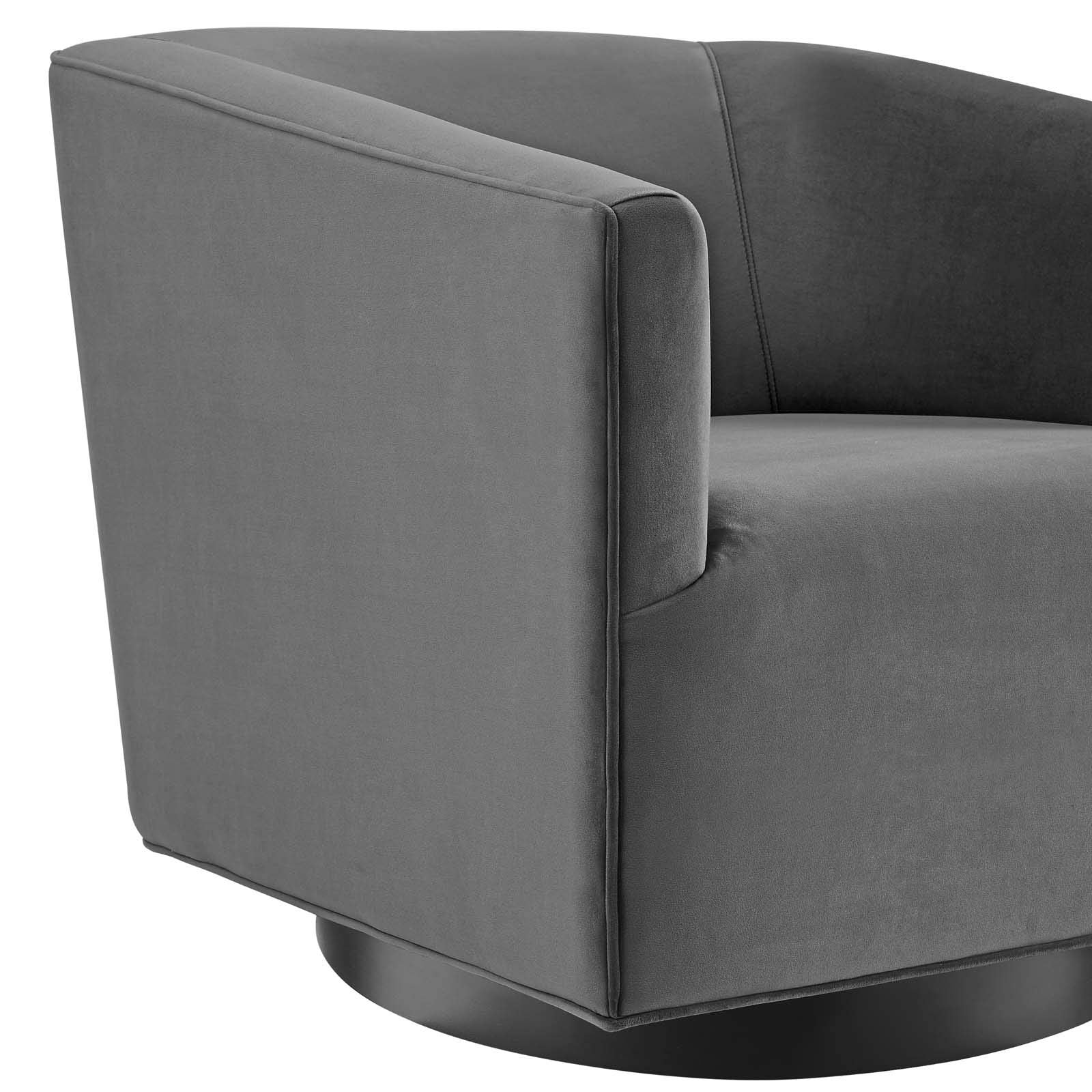 home office desk chairs | CasaFoyer Twist Accent Lounge Swivel Chair | Plush Velvet Upholstery | Barrel Back Design | Black Metal Swivel Base | Gray | casafoyer.myshopify.com