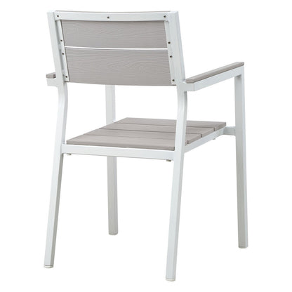 Patio Furniture Sets | Maine Outdoor Patio Dining Furniture Collection | Synthetic Wood Grain Plank Boards | Aluminum Frame | Ideal for Contemporary Outdoor Dining | 5 Piece Set | casafoyer.myshopify.com