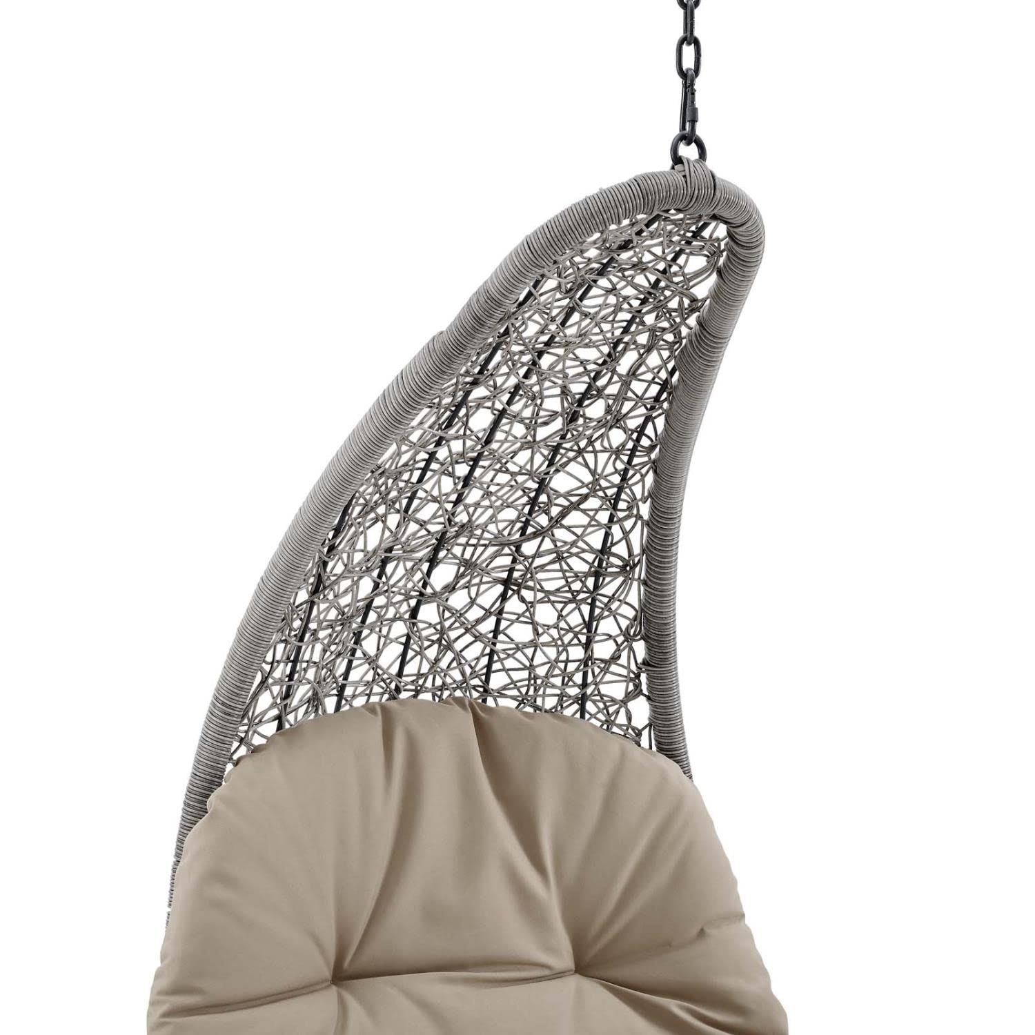 executive chairs | CasaFoyer Landscape Outdoor Patio Hanging Chaise Lounge Swing Chair | Modern Design | All-Weather Cushion | Sturdy Metal Chain | Ideal for Patio, Backyard, Porch, Poolside | Light Gray and Tan Weave | casafoyer.myshopify.com