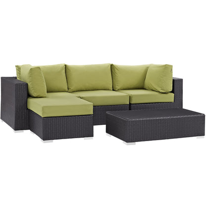 kitchen and dining room sets | CasaFoyer Convene Outdoor Sectional Set | Durable Rattan Weave | Weather-Resistant Cushions | 5 Piece Patio Sofa Set with Ottoman & Coffee Table | casafoyer.myshopify.com