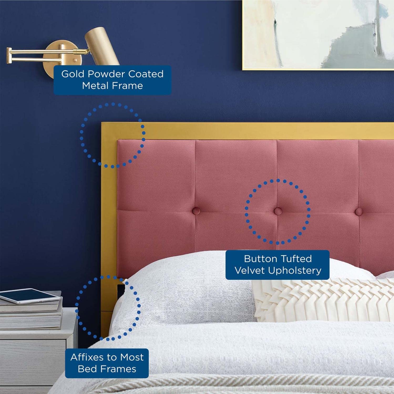 headboards | CasaFoyer Teagan Tufted Performance Velvet King Headboard | Vintage Modern Elegance | Glamorous Deco Style | Stain-Resistant | Dense Foam Cushioning | Durable Metal Frame | casafoyer.myshopify.com