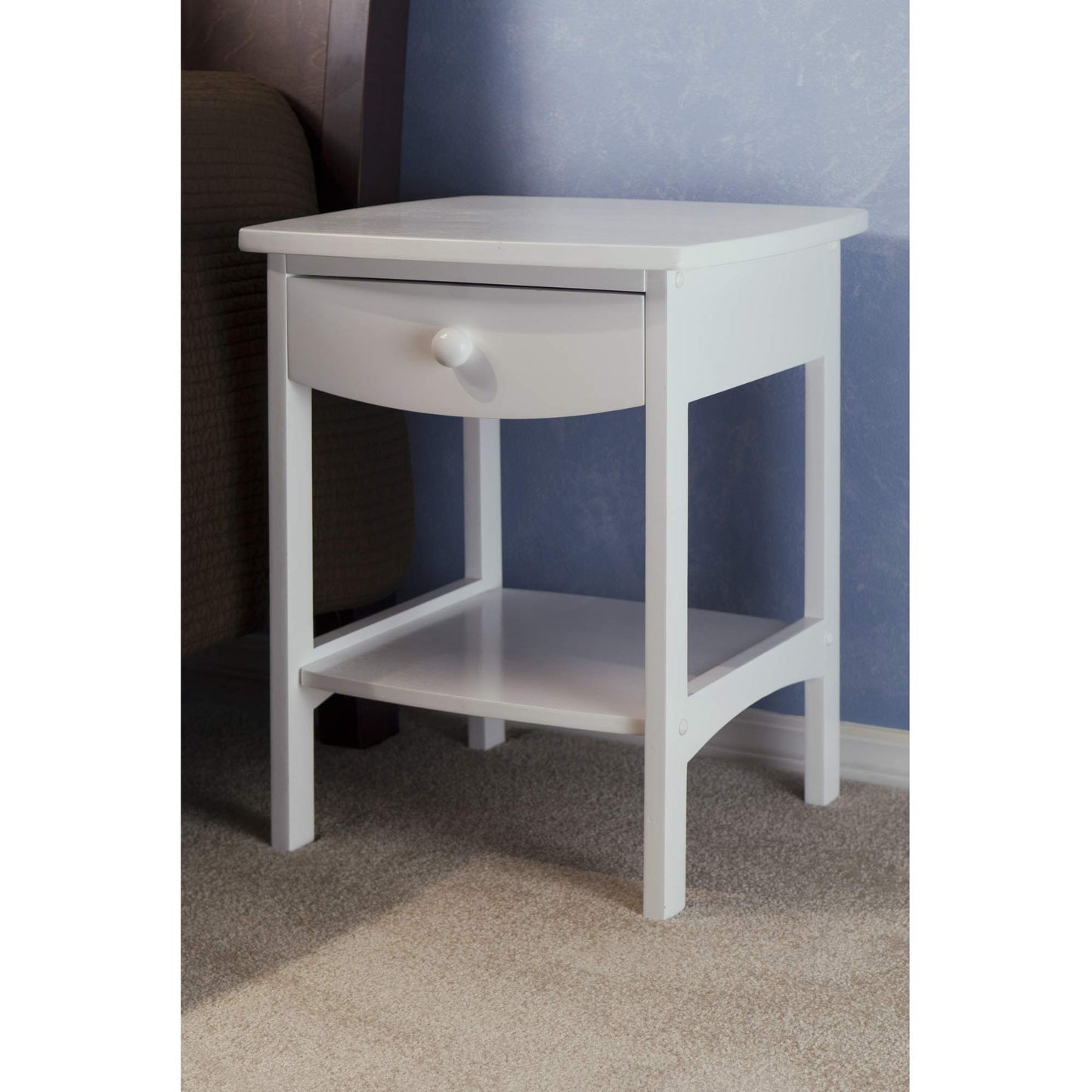 TABLE | Ergode  Claire Curved Nightstand - White | Versatile Bedroom Accent Table | Pull-Out Drawer & Bottom Shelf | Durable Construction | Easy Assembly | 18.03 W x 18.11 D x 22.05 H | casafoyer.myshopify.com