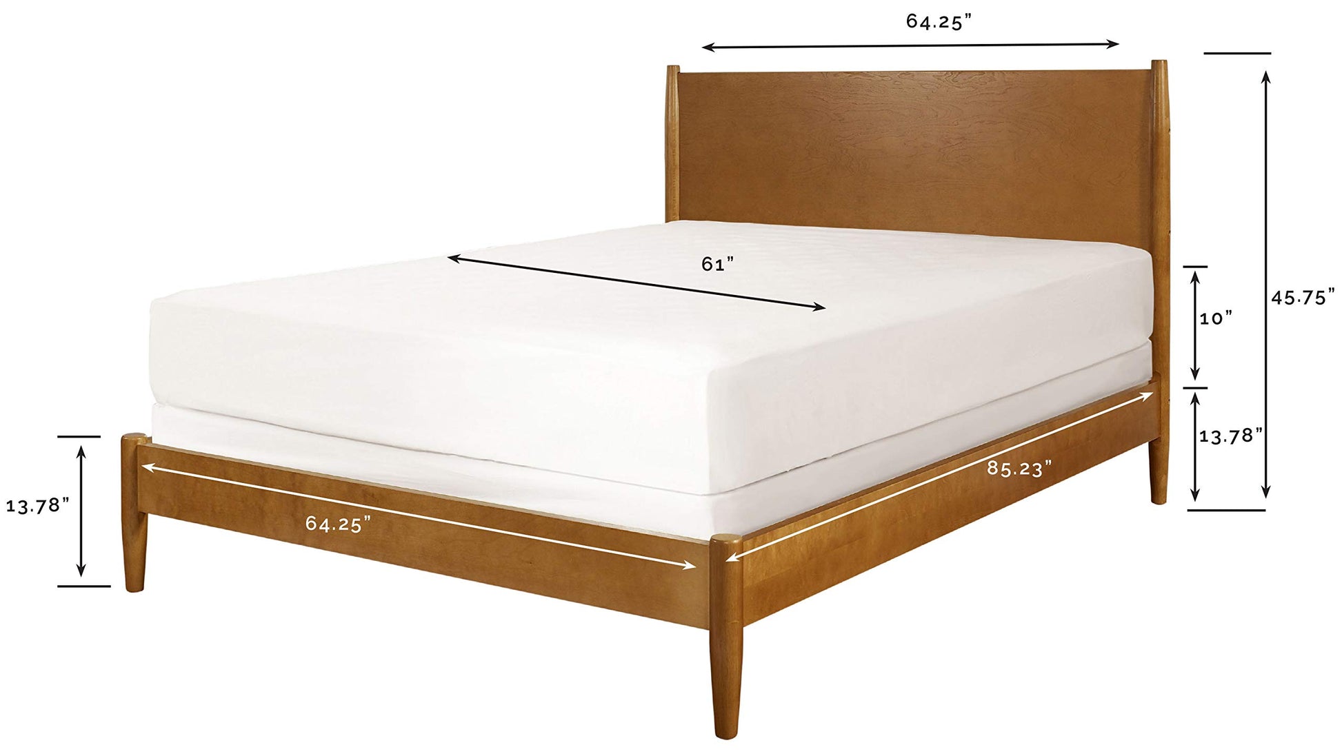 Bed | Landon Queen Bedset | Acorn Hardwood | Easy Assembly | Durable Slats | Mid-Century Charm | casafoyer.myshopify.com