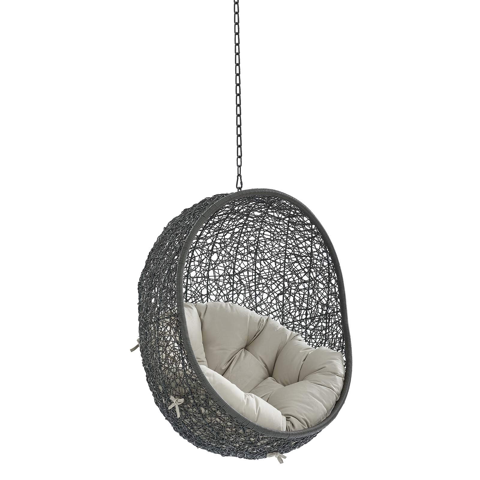 porch swings | Ergode Hide Outdoor Patio Swing Chair | Exotic Island Tranquility | Synthetic Rattan Weave | Sunbrella Cushion | Powder-Coated Steel Frame | Adjustable Chain | Weather Resistant | UV Protection | Gray Beige | casafoyer.myshopify.com