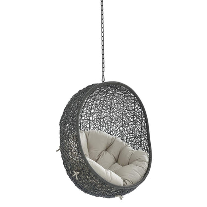 porch swings | Ergode Hide Outdoor Patio Swing Chair | Exotic Island Tranquility | Synthetic Rattan Weave | Sunbrella Cushion | Powder-Coated Steel Frame | Adjustable Chain | Weather Resistant | UV Protection | Gray Beige | casafoyer.myshopify.com