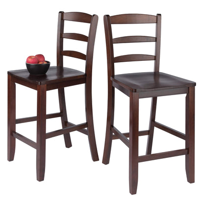 STOOL_SEATING | CasaFoyer  Wood Benjamin Ladder-Back Counter Stools | Set of 2 | Walnut Finish | Rustic to Modern Decor | 24.02 Seat Height | Solid Wood | Easy Assembly | Replacement Parts | 16.44 W x 19.67 D x 39.44 H | 29.5 lbs | casafoyer.myshopify.com