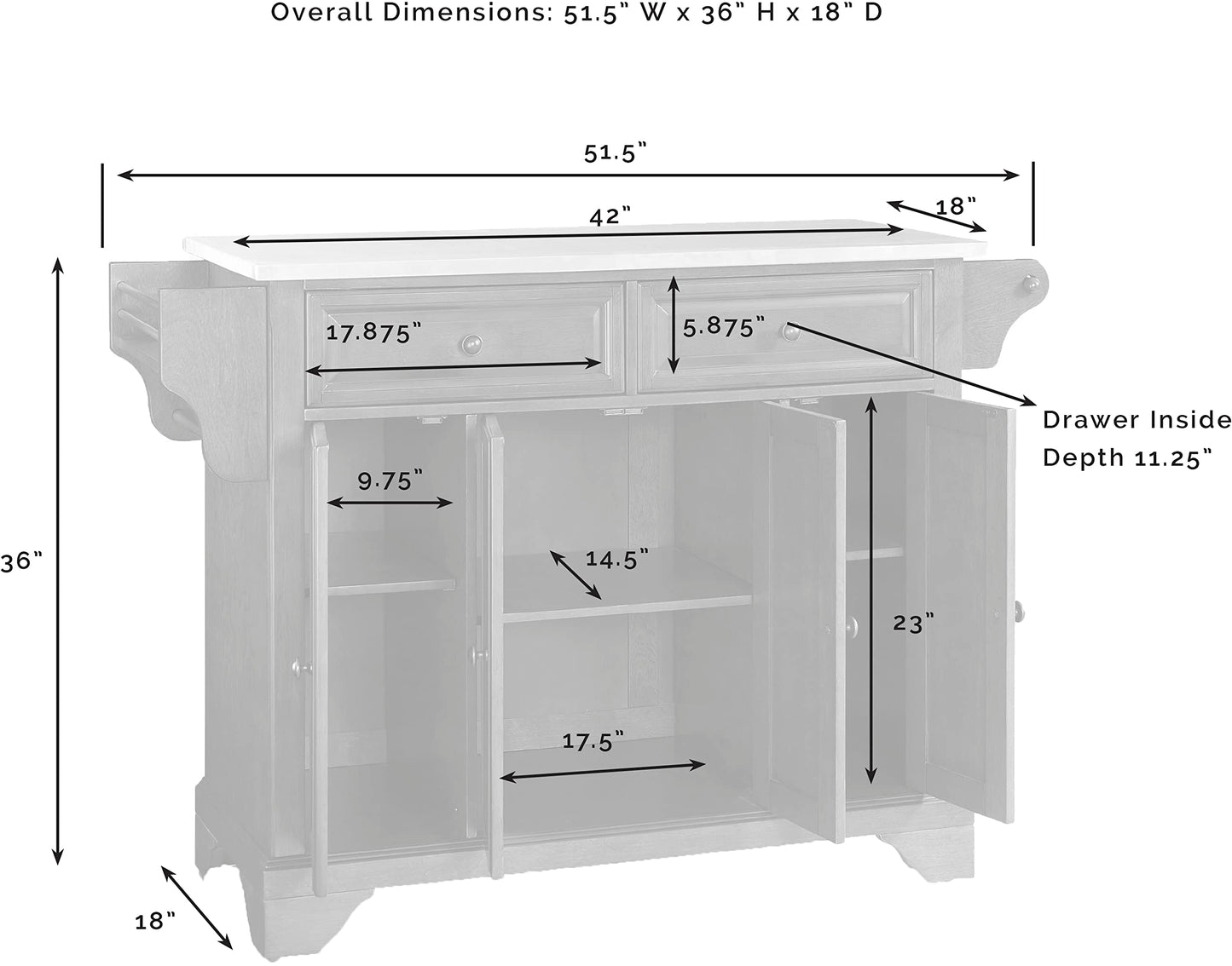 Kitchen Storage | Durable Solid Hardwood Kitchen Island | Elegant Raised Panel Doors | Ample Storage Space | casafoyer.myshopify.com