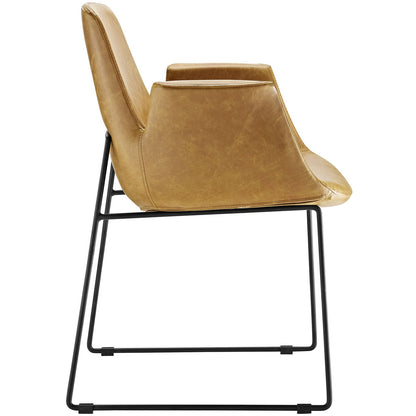 home office desk chairs | CasaFoyer Aloft Dining Armchair | Versatile Seating Option | Steel Sled Base | Padded Faux Leather Upholstery | Elegant & Reliable | Set of 1 | casafoyer.myshopify.com