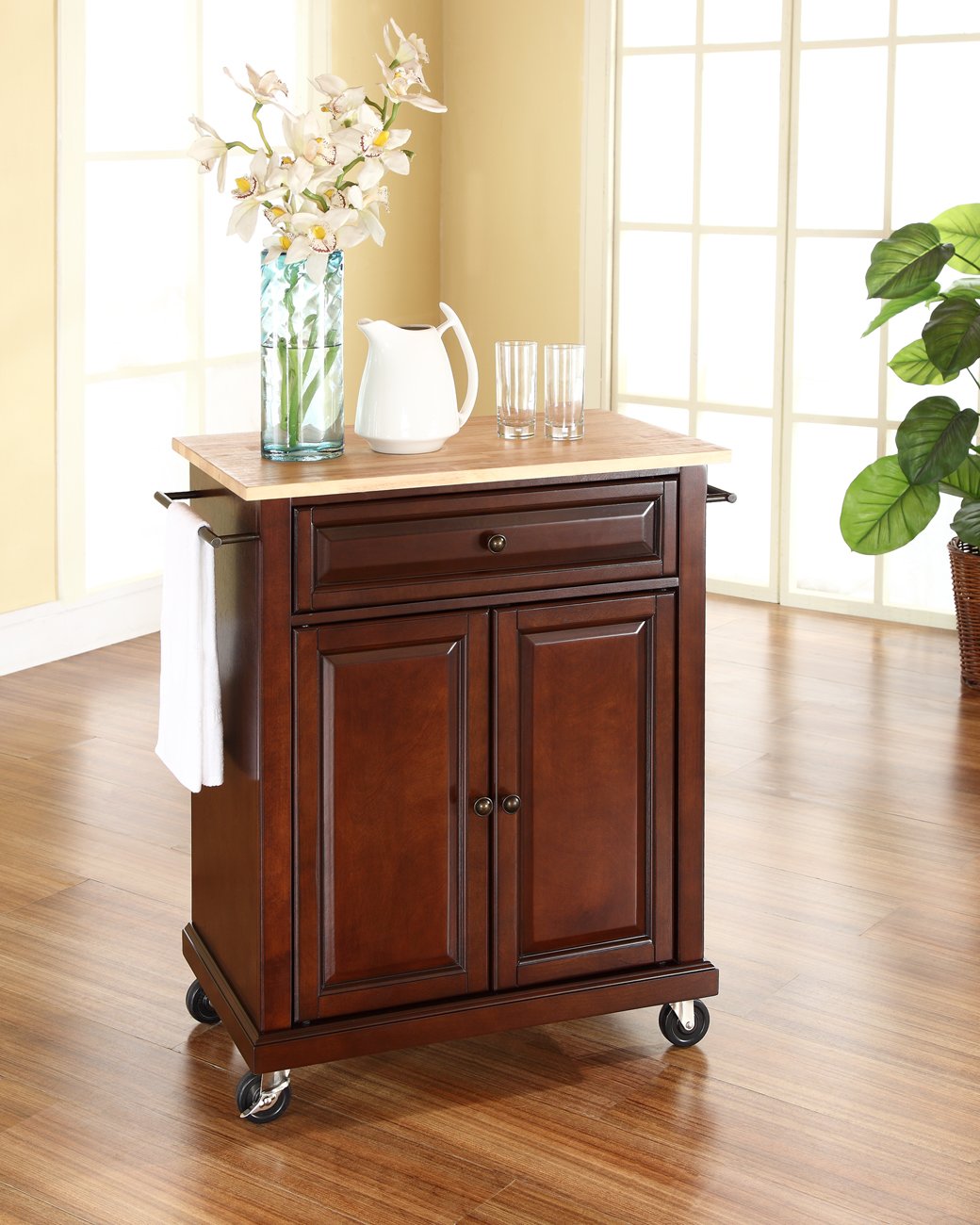 Kitchen Storage | Solid Hardwood Kitchen Island | Elegant Raised Panel Doors | Ample Storage | Vintage Mahogany Finish | casafoyer.myshopify.com