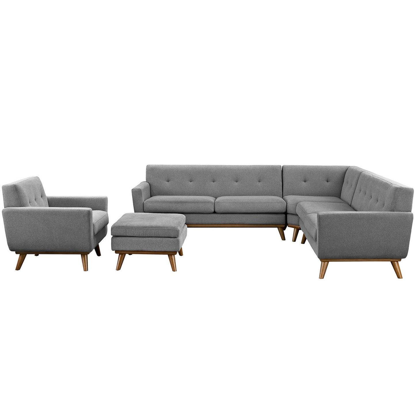 kitchen and dining room sets | CasaFoyer Engage Living Room Set | Curved Design | Dual Cushions | Button Detail | Sturdy Frame | Includes Corner Sofa, Ottoman, Loveseats, Armchair | casafoyer.myshopify.com