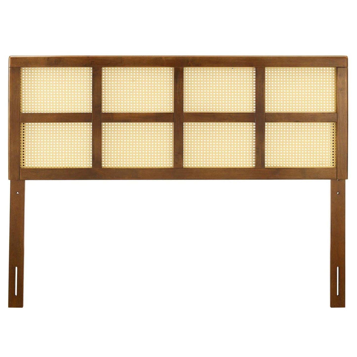 Bed | CasaFoyer Luana Cane Woven Rattan Queen Headboard | Mid-Century Modern Style | Natural & Airy Aesthetic | Solid Rubberwood Construction | Window Pane Design | Easy Assembly | Compatible with Billie & Margo Bed Frame Collections | casafoyer.myshopify.com