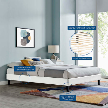adjustable bed bases | CasaFoyer Reign Performance Velvet Full Platform Bed Frame | Stain-Resistant | Luxurious Upholstery | Stable & Sturdy | No Box Spring Needed | White | casafoyer.myshopify.com