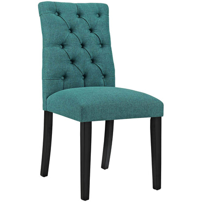 home office desk chairs | CasaFoyer Duchess Dining Chair Set of 4 | Elegant Curved Silhouette | Button-Tufted Backrest | Plush Comfort | Wooden Legs | Teal | casafoyer.myshopify.com