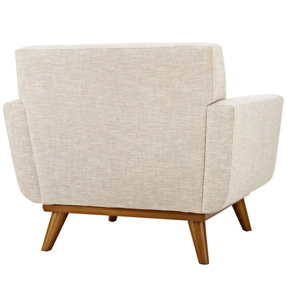 Chair | Engage Plush Armchair | Tufted Buttons | Beige Upholstery | Cherry Wood Legs | Comfortable & Stylish | casafoyer.myshopify.com