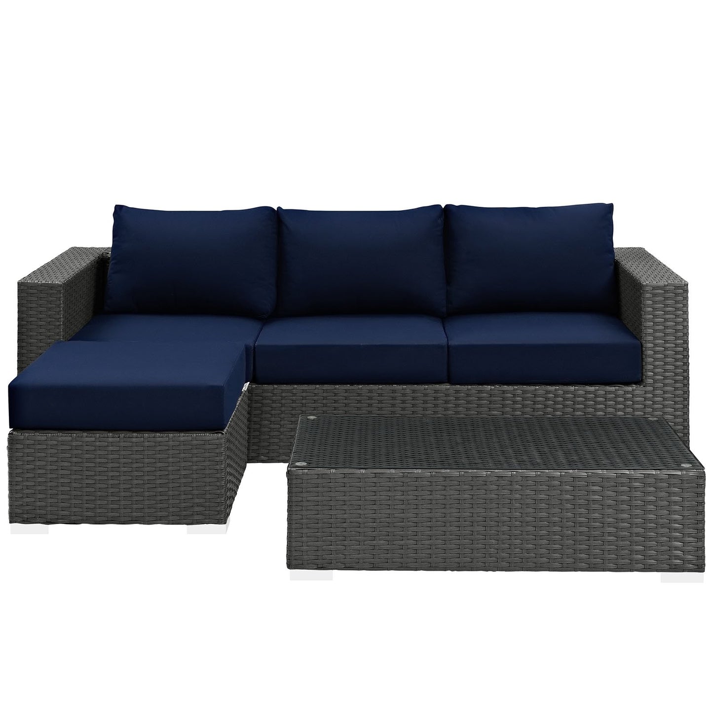 Patio Furniture Sets | Sojourn Outdoor Patio Furniture Set | Sunbrella Cushions | Synthetic Rattan | UV Protection | Aluminum Frame | Coffee Table, Ottoman, Sofa | casafoyer.myshopify.com