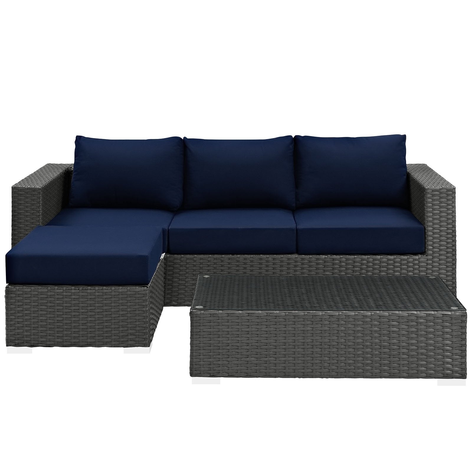 Patio Furniture Sets | Sojourn Outdoor Patio Furniture Set | Sunbrella Cushions | Synthetic Rattan | UV Protection | Aluminum Frame | Coffee Table, Ottoman, Sofa | casafoyer.myshopify.com