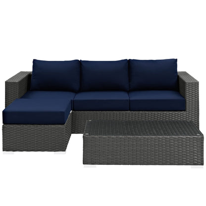 Patio Furniture Sets | Sojourn Outdoor Patio Furniture Set | Sunbrella Cushions | Synthetic Rattan | UV Protection | Aluminum Frame | Coffee Table, Ottoman, Sofa | casafoyer.myshopify.com