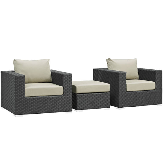 Patio Furniture Sets | Sojourn Outdoor Patio Furniture Set | Ottoman & Armchairs | Sunbrella Cushions | UV Protection | Aluminum Frame | casafoyer.myshopify.com