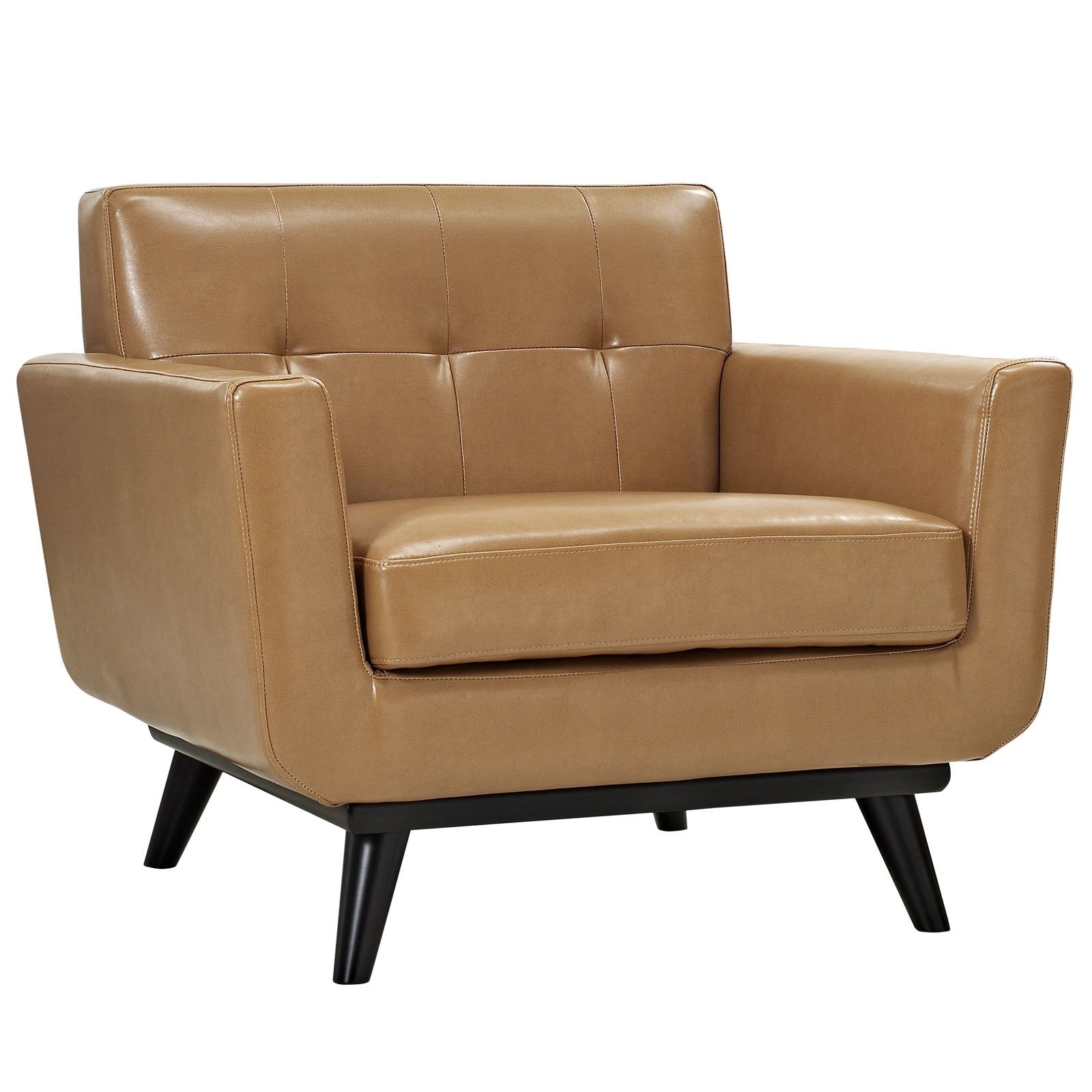 Sofa & chair Sets | Engage Leather Armchair | Luxurious & Cozy Lounging Experience | Curved Design | Plush Cushions | Eye-Catching Buttons | Solid Wood Legs | Tan Color | casafoyer.myshopify.com