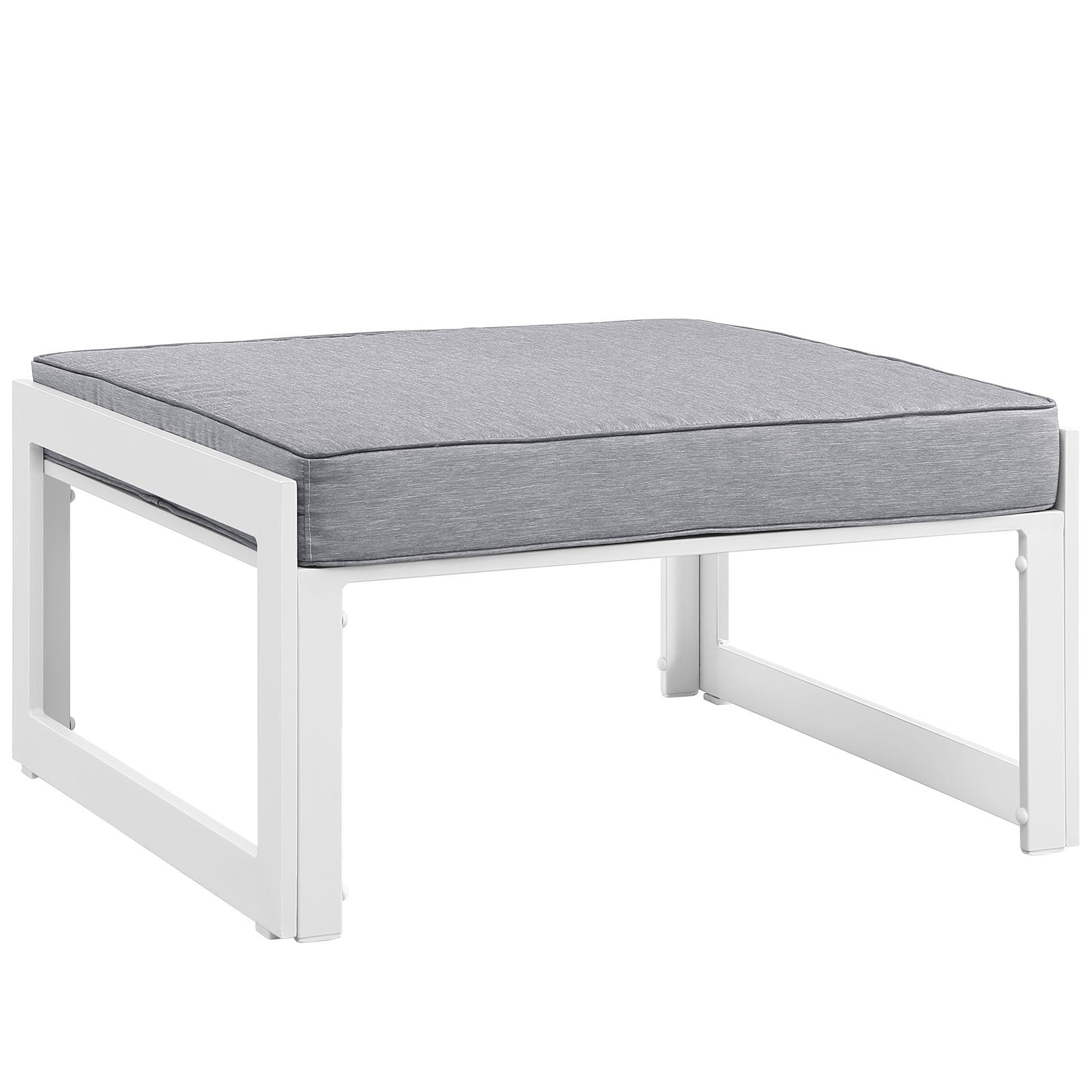 Ottoman | Fortuna Outdoor Patio Ottoman | Versatile Small Bench | Durable Aluminum Frame | All-Weather Cushions | Ideal for Contemporary Patios | casafoyer.myshopify.com