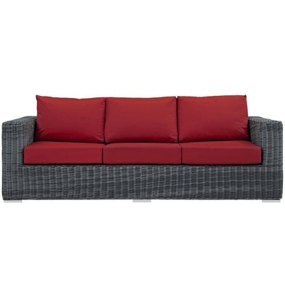 sofas | CasaFoyer Summon Outdoor Patio Sofa | Two-Tone Rattan | Sunbrella Cushions | Aluminum Frame | Ultimate Outdoor Comfort | Ideal for Patio, Backyard, Poolside | casafoyer.myshopify.com