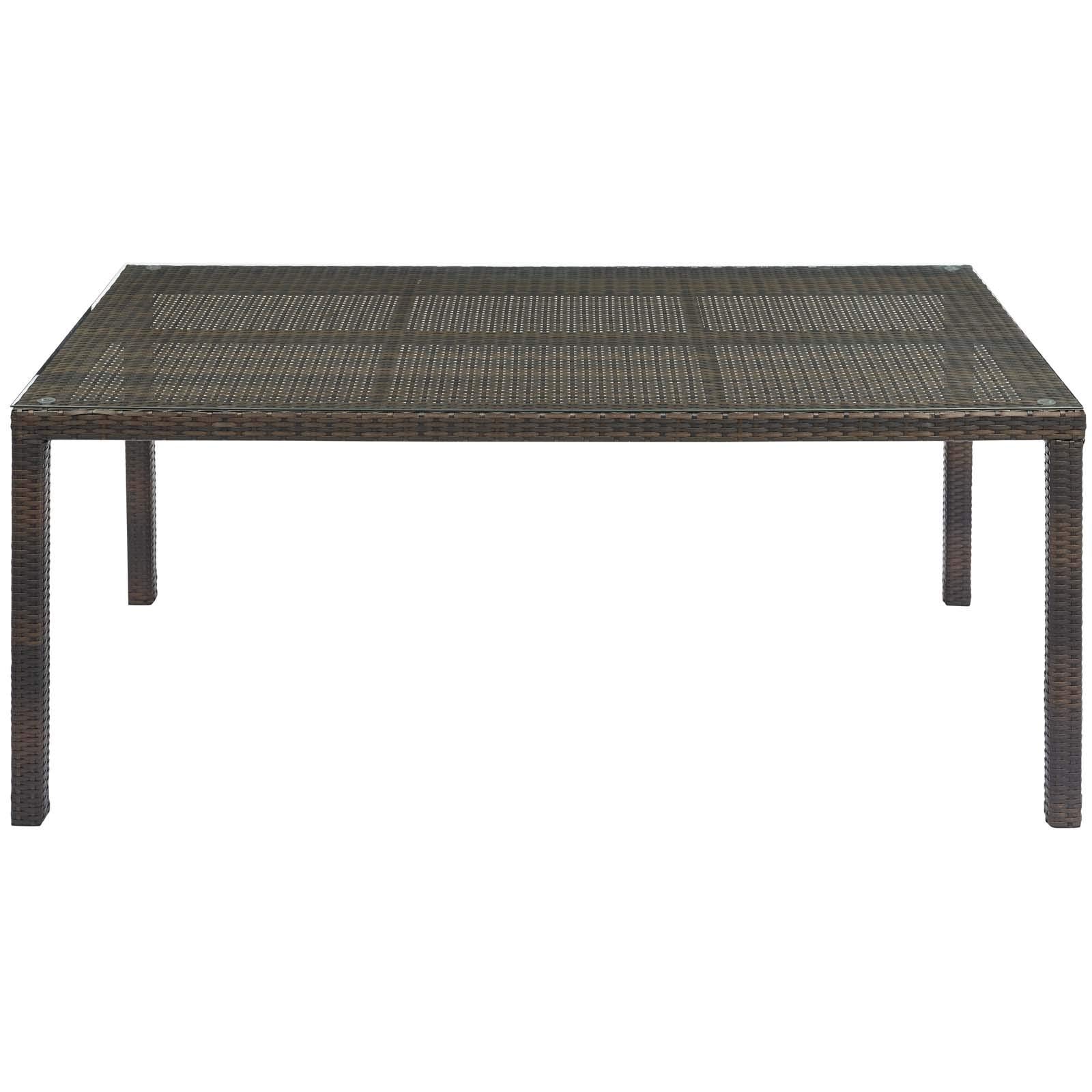 kitchen and dining room sets | CasaFoyer Conduit 7 Piece Outdoor Patio Dining Set | Transitional Style | UV-Resistant Wicker Rattan | Tempered Glass Tabletop | Brown Orange | casafoyer.myshopify.com