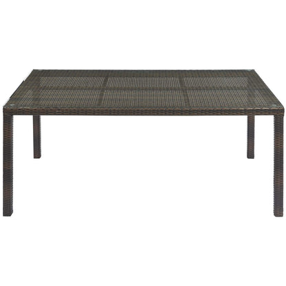 kitchen and dining room sets | CasaFoyer Conduit 7 Piece Outdoor Patio Dining Set | Transitional Style | UV-Resistant Wicker Rattan | Tempered Glass Tabletop | Brown Orange | casafoyer.myshopify.com