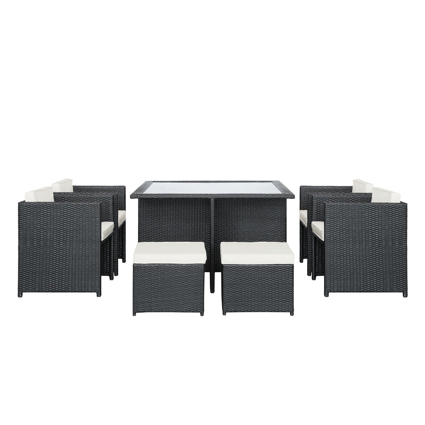 kitchen and dining room sets | CasaFoyer Inverse Outdoor Patio 9-Piece Dining Set | Espresso Wicker Rattan Table | Cushioned Seating | All-Weather Durability | casafoyer.myshopify.com
