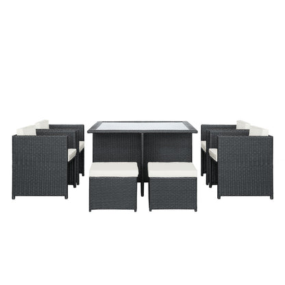 kitchen and dining room sets | CasaFoyer Inverse Outdoor Patio 9-Piece Dining Set | Espresso Wicker Rattan Table | Cushioned Seating | All-Weather Durability | casafoyer.myshopify.com