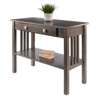 TABLE | Ergode  Wood Stafford Console Table | Oyster Gray Finish | Sleek Design | Ample Storage | Mission-Style Panels | Solid & Composite Wood | Easy Assembly | casafoyer.myshopify.com
