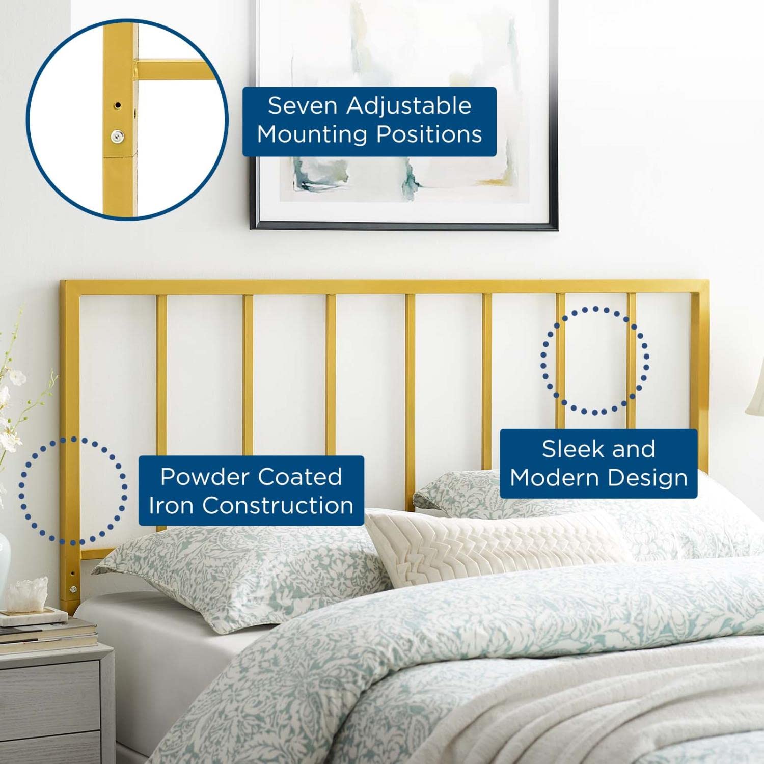 headboards | CasaFoyer Tatum Metal Queen Headboard | Sleek Design | Durable Iron Construction | Height-Adjustable | Easy Assembly | Enhance Your Bedroom Ambiance | casafoyer.myshopify.com