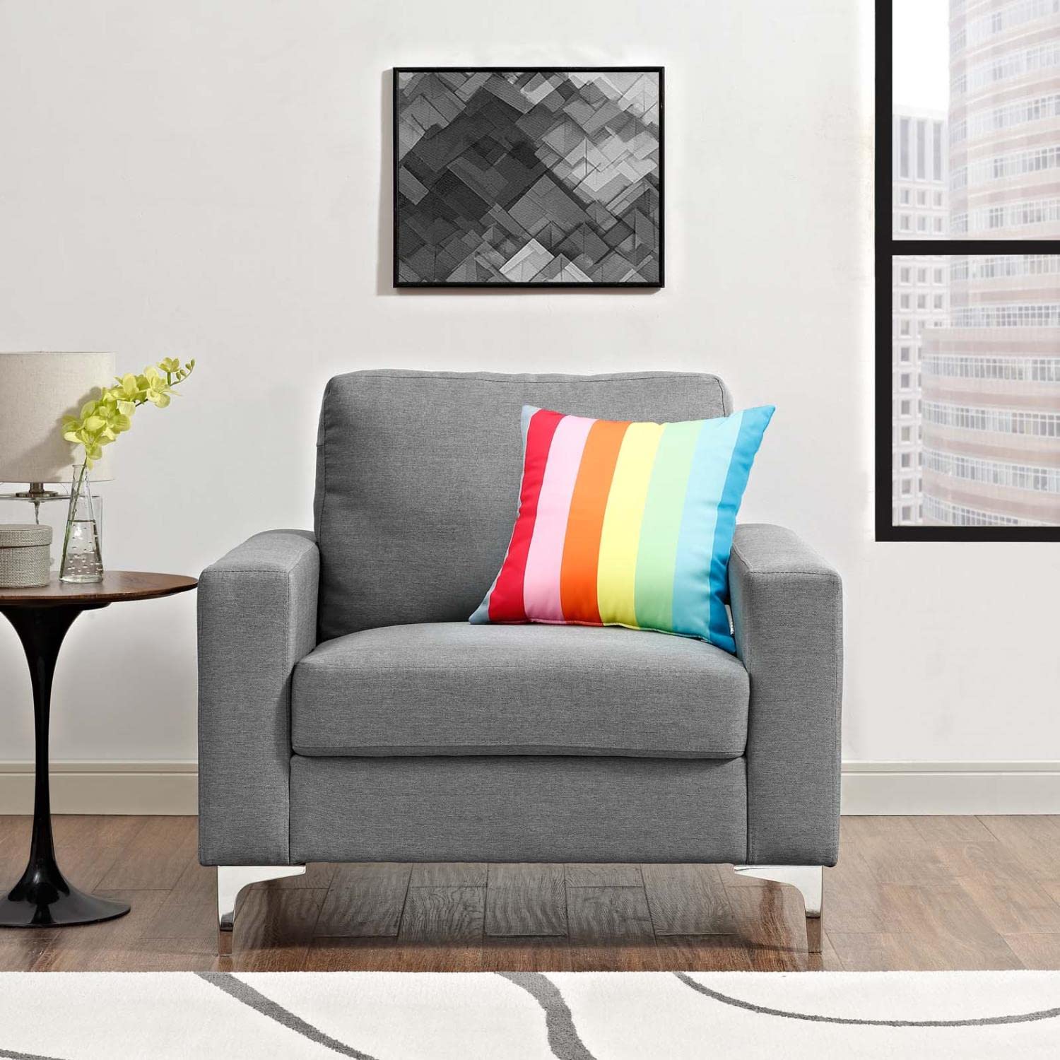 home office desk chairs | CasaFoyer Allure Armchair | Sleek Design | Soft Polyester Cushions | Steel Legs | Modern Aesthetic | Perfect for Relaxation | Contemporary Homes | Gray | casafoyer.myshopify.com