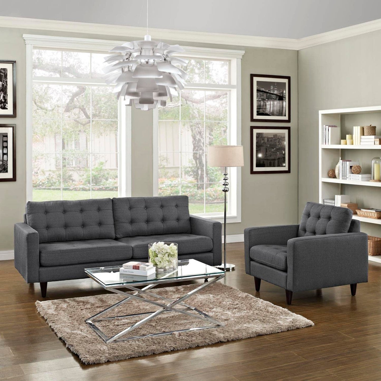 kitchen and dining room sets | CasaFoyer Empress Upholstered Armchair | Sofa Set - Exquisite Design | Tufted Buttons | Luxurious Cushions - Gray | casafoyer.myshopify.com