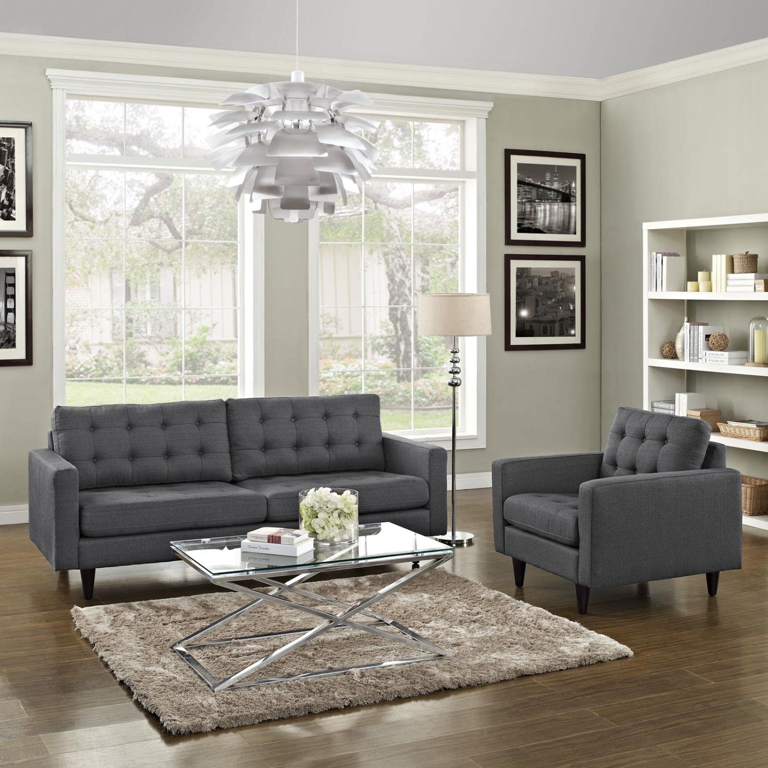 kitchen and dining room sets | CasaFoyer Empress Upholstered Armchair | Sofa Set - Exquisite Design | Tufted Buttons | Luxurious Cushions - Gray | casafoyer.myshopify.com