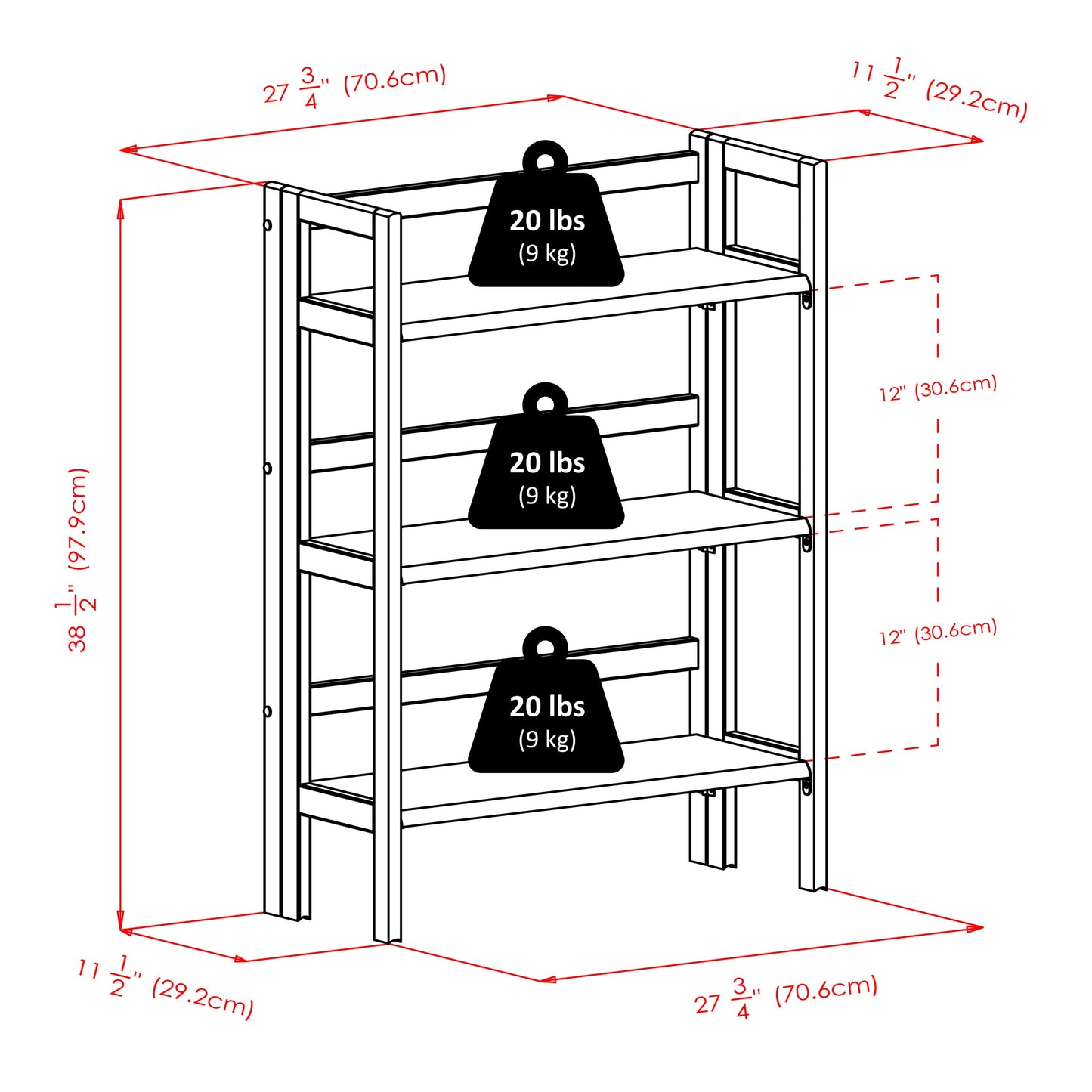 bookcases | Ergode  Wood Torino Folding Storage Shelf | Solid Wood | Black Finish | 2 Baskets | Foldable & Stackable | 27.8W x 11.5D x 38.5H | 20 lbs. Weight Capacity | casafoyer.myshopify.com