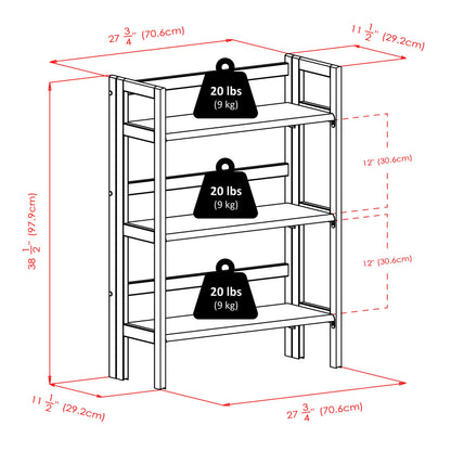 bookcases | Ergode  Wood Torino Folding Storage Shelf | Solid Wood | Black Finish | 2 Baskets | Foldable & Stackable | 27.8W x 11.5D x 38.5H | 20 lbs. Weight Capacity | casafoyer.myshopify.com